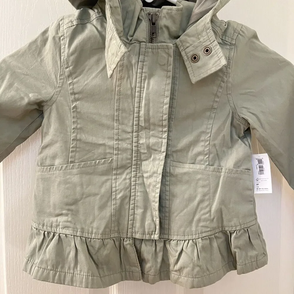 Old Navy Green Hooded Peplum Hem Hooded Jacket Girls Size 3T NWT